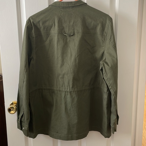 Nine West olive green denim cotton coat. NWT. Medium. Snaps. Cinches. - Picture 5 of 10